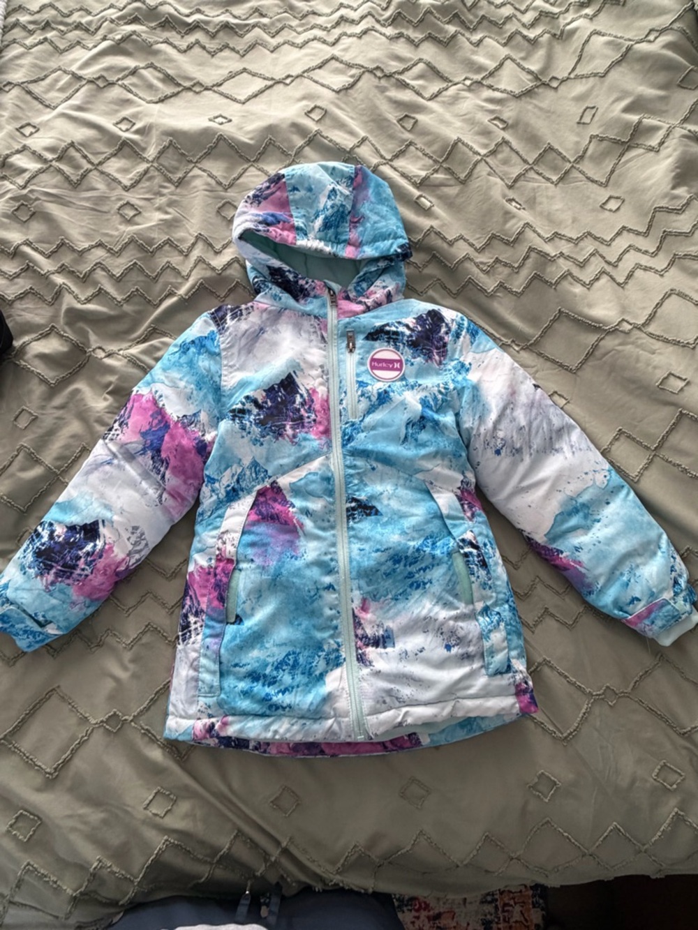 Hurley Girls' Hooded Jacket - Blue Pink White